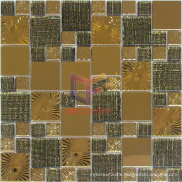 Sun Pattern Gold Metal Mix Glass Mosaic (CFM922)